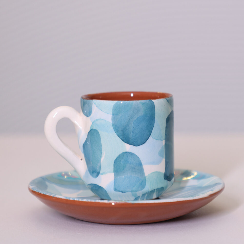 FAN ESPRESSO CUP AND SAUCER TEAL MIX